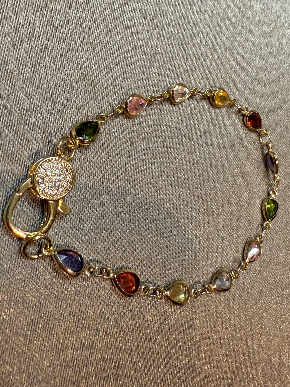 NWOT Freida Rothman Gold Multicolor Teardrop Bracelet
